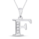 10kt White Gold Womens Round Diamond F Initial Letter Pendant - Personalized Elegance - Splendid Jewellery