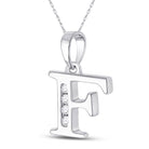 10kt White Gold Womens Round Diamond F Initial Letter Pendant - Personalized Elegance - Splendid Jewellery