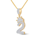 10kt Yellow Gold Baguette and Round Diamond Crown Charm Pendant for Men - 3/4 Cttw - Splendid Jewellery
