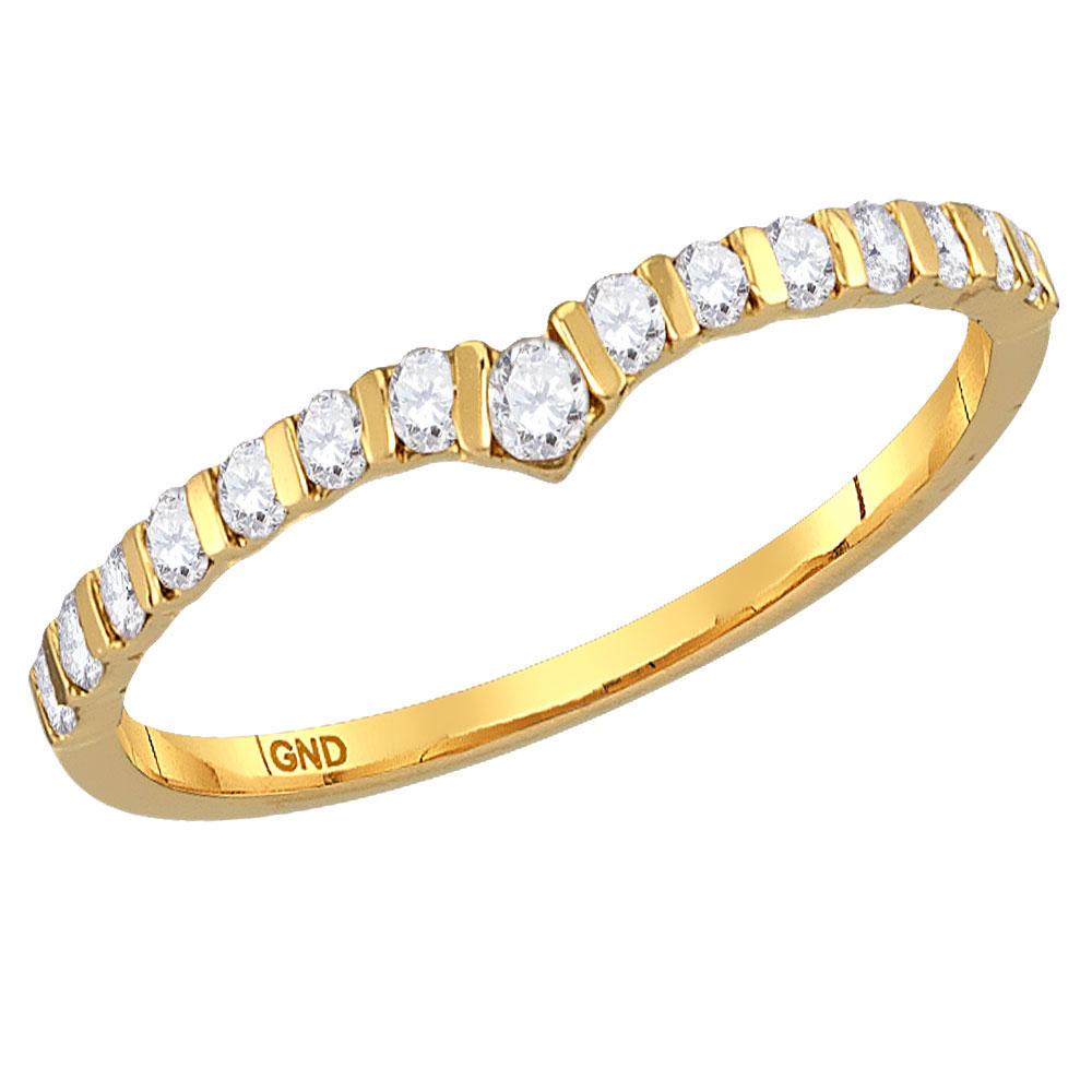 10kt Yellow Gold Diamond Chevron Stackable Band Ring - A Captivating Beauty - Splendid Jewellery
