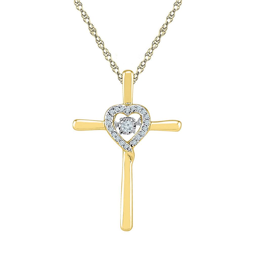 10kt Yellow Gold Diamond Cross Heart Pendant - A Radiant Symbol of Faith and Love - Splendid Jewellery