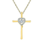 10kt Yellow Gold Diamond Cross Heart Pendant - A Radiant Symbol of Faith and Love - Splendid Jewellery