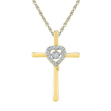 Load image into Gallery viewer, 10kt Yellow Gold Diamond Cross Heart Pendant - A Radiant Symbol of Faith and Love - Splendid Jewellery