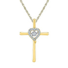 10kt Yellow Gold Diamond Cross Heart Pendant - A Radiant Symbol of Faith and Love - Splendid Jewellery