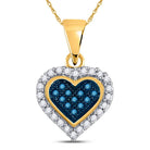 10kt Yellow Gold Diamond Heart & Love Symbol Pendant | Blue Color Enhanced Diamond 1/8 Cttw | Splendid Jewellery - Splendid Jewellery