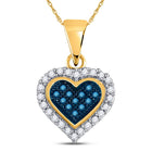 10kt Yellow Gold Diamond Heart & Love Symbol Pendant | Blue Color Enhanced Diamond 1/8 Cttw | Splendid Jewellery - Splendid Jewellery
