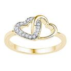 10kt Yellow Gold Double Locked Heart Diamond Ring - A Symbol of Eternal Love and Elegance - Splendid Jewellery