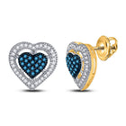 10kt Yellow Gold Heart - Shaped Blue Diamond Earrings: A Mesmerizing Symbol of Love and Elegance - Splendid Jewellery