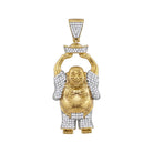 10kt Yellow Gold Laughing Buddha Hotei Diamond Charm Pendant - 1 Cttw - Splendid Jewellery