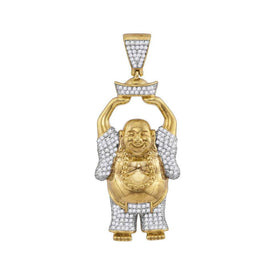 10kt Yellow Gold Laughing Buddha Hotei Diamond Charm Pendant - 1 Cttw - Splendid Jewellery
