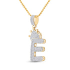 10kt Yellow Gold Men's Baguette Diamond Crown E Letter Charm Pendant - 3/4 Cttw | Splendid Jewellery - Splendid Jewellery