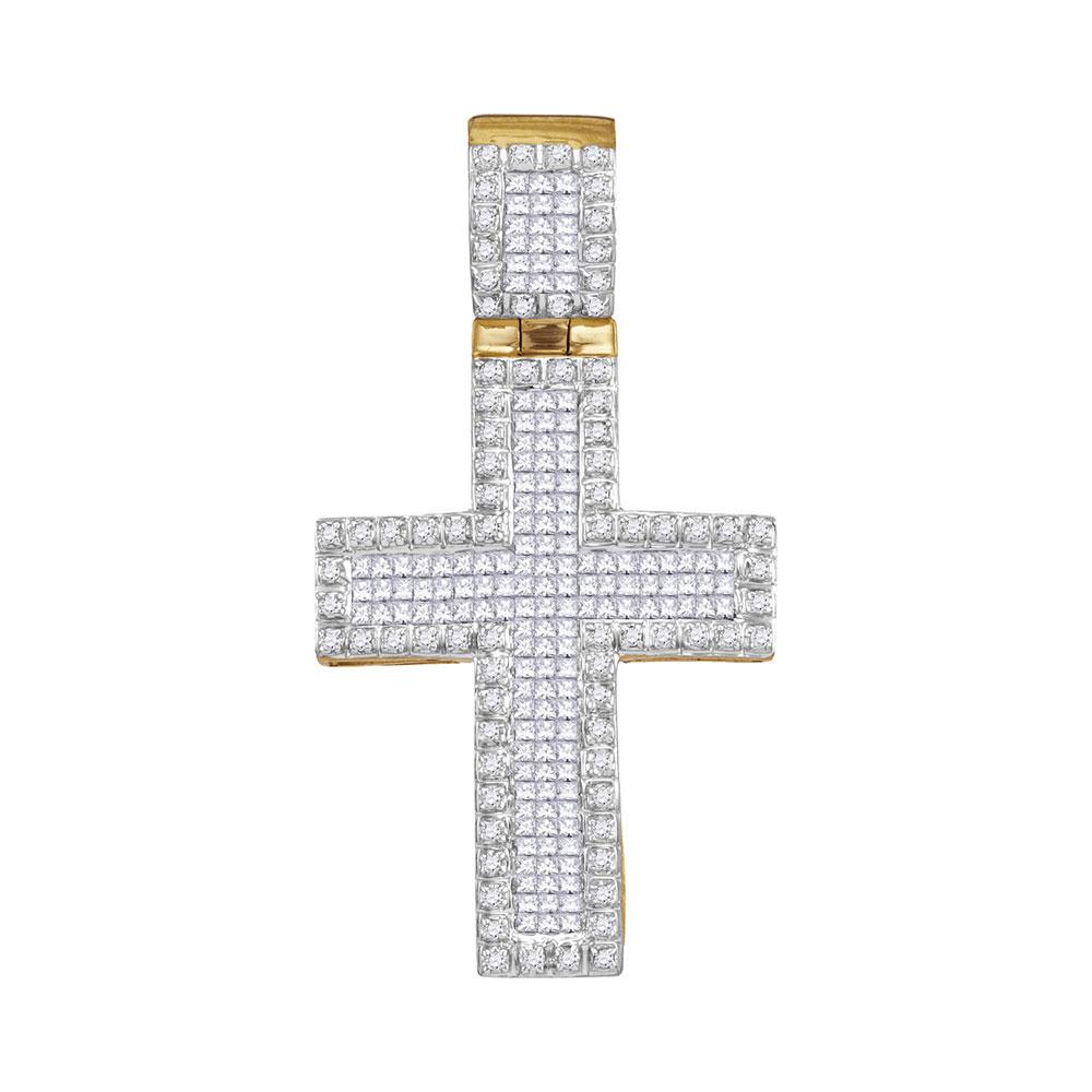 10kt Yellow Gold Men's Diamond Cross Charm Pendant - 1 Cttw - Splendid Jewellery - Splendid Jewellery