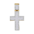 10kt Yellow Gold Men's Diamond Cross Charm Pendant - 1 Cttw - Splendid Jewellery - Splendid Jewellery