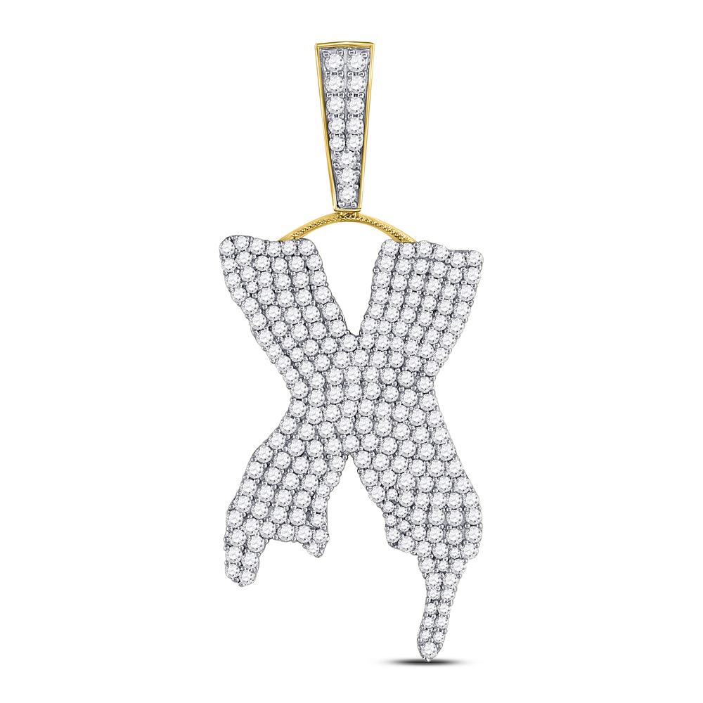 10kt Yellow Gold Men's Dripping X Letter Diamond Charm Pendant - 2 - 1/2 Cttw - Splendid Jewellery