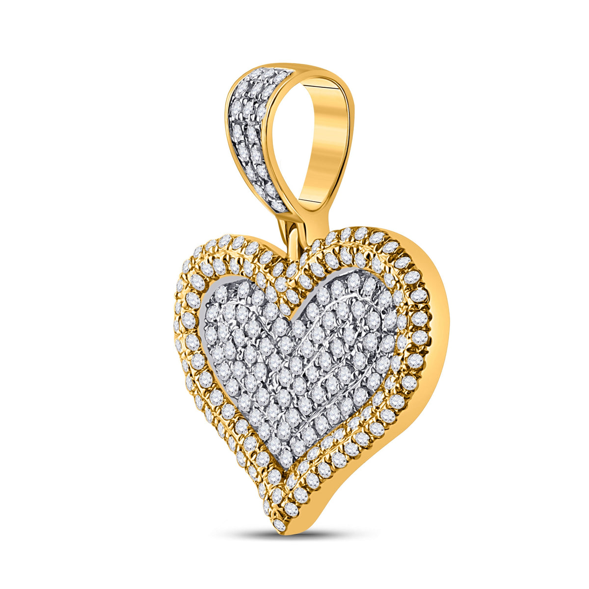10kt Yellow Gold Men's Heart Diamond Charm Pendant - 1/2 Cttw - Splendid Jewellery