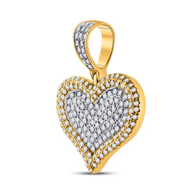 10kt Yellow Gold Men's Heart Diamond Charm Pendant - 1/2 Cttw - Splendid Jewellery