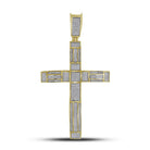 10kt Yellow Gold Mens Roman Cross Diamond Charm Pendant - 1 Cttw - Splendid Jewellery