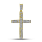 10kt Yellow Gold Mens Roman Cross Diamond Charm Pendant - 1 Cttw - Splendid Jewellery