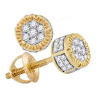 10kt Yellow Gold Men's Round Diamond 3D Circle Cluster Stud Earrings 1/4 Cttw | Dazzling Brilliance - Splendid Jewellery