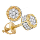 10kt Yellow Gold Men's Round Diamond 3D Circle Cluster Stud Earrings 1/4 Cttw | Dazzling Brilliance - Splendid Jewellery