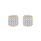 10kt Yellow Gold Men's Round Diamond 3D Square Stud Earrings 1/4 Cttw | Dazzling Geometric Diamond Studs - Splendid Jewellery