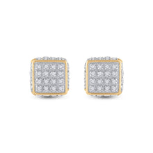 Load image into Gallery viewer, 10kt Yellow Gold Men's Round Diamond 3D Square Stud Earrings 1/4 Cttw | Dazzling Geometric Diamond Studs - Splendid Jewellery