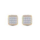 10kt Yellow Gold Men's Round Diamond 3D Square Stud Earrings 1/4 Cttw | Dazzling Geometric Diamond Studs - Splendid Jewellery