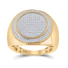 10kt Yellow Gold Men's Round Diamond Circle Frame Cluster Ring 1/2 Cttw | Brilliant Circle of Diamonds Gold Ring for Men - Splendid Jewellery