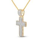 10kt Yellow Gold Men's Round Diamond Cross Charm Pendant 1/2 Cttw - A Dazzling Symbol of Faith and Style - Splendid Jewellery