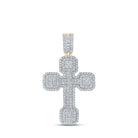 10kt Yellow Gold Men's Round Diamond Cross Charm Pendant - 3 Cttw | Splendid Jewellery - Splendid Jewellery