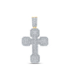 10kt Yellow Gold Men's Round Diamond Cross Charm Pendant - 3 Cttw | Splendid Jewellery - Splendid Jewellery
