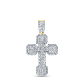 10kt Yellow Gold Men's Round Diamond Cross Charm Pendant - 3 Cttw | Splendid Jewellery - Splendid Jewellery