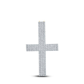 10kt Yellow Gold Men's Round Diamond Cross Charm Pendant - Exquisite Brilliance - Splendid Jewellery