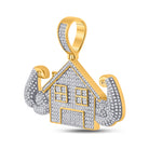 10kt Yellow Gold Men's Round Diamond Flex Trap House Charm Pendant - 1 - 1/2 Cttw | Splendid Jewellery - Splendid Jewellery