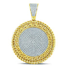 10kt Yellow Gold Men's Round Diamond Greek Key Circle Charm Pendant - Captivating Elegance - Splendid Jewellery