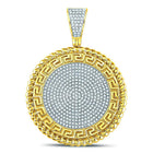 10kt Yellow Gold Men's Round Diamond Greek Key Circle Charm Pendant - Captivating Elegance - Splendid Jewellery