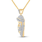 10kt Yellow Gold Men's Round Diamond Jesus Face Charm Pendant 1 - 1/3 Cttw - Exquisite Divine Brilliance - Splendid Jewellery