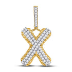 10kt Yellow Gold Men's Round Diamond X Letter Charm Pendant - Captivating Brilliance - Splendid Jewellery