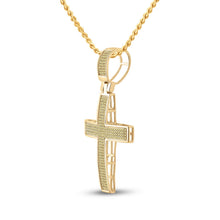 Load image into Gallery viewer, 10kt Yellow Gold Men's Round Yellow Color Enhanced Diamond Cross Charm Pendant 1/2 Cttw | Splendid Jewellery - Splendid Jewellery