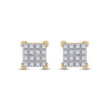 Load image into Gallery viewer, 10kt Yellow Gold Square Diamond Earrings: A Timeless Masterpiece - Splendid Jewellery