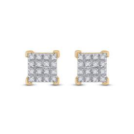 10kt Yellow Gold Square Diamond Earrings: A Timeless Masterpiece - Splendid Jewellery