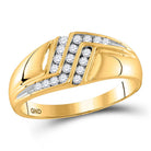 10kt Yellow Gold Triple Row Diamond Men's Band Ring - Sleek Elegance in Gold - Splendid Jewellery