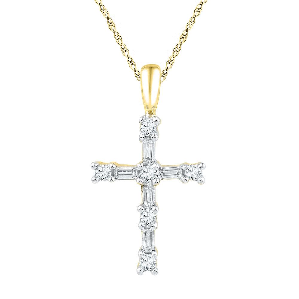 10kt Yellow Gold Womens Diamond Cross Pendant | Dazzling Faithful Elegance - Splendid Jewellery