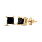 10kt Yellow Gold Women's Princess Black Diamond Stud Earrings - Splendid Jewellery