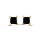 10kt Yellow Gold Women's Princess Black Diamond Stud Earrings - Splendid Jewellery