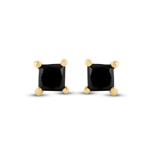 Load image into Gallery viewer, 10kt Yellow Gold Women's Princess Black Diamond Stud Earrings - Splendid Jewellery