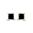 10kt Yellow Gold Women's Princess Black Diamond Stud Earrings - Splendid Jewellery