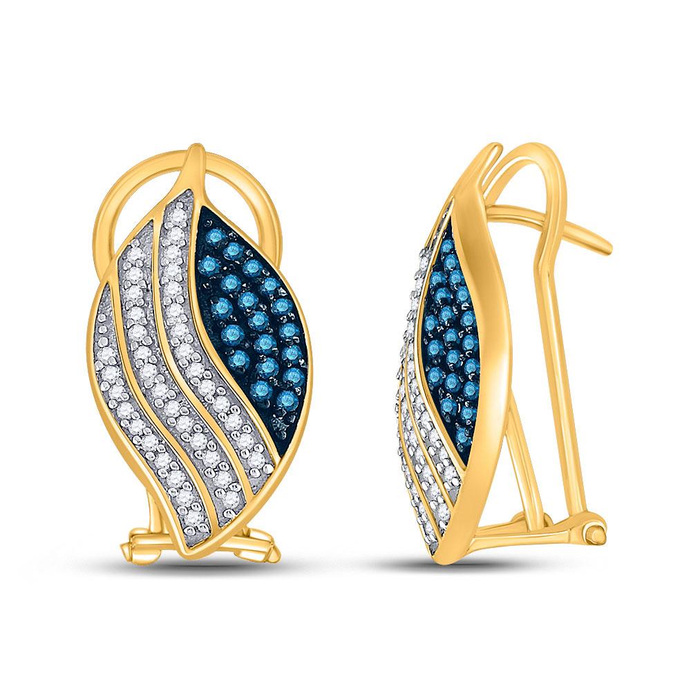 10kt Yellow Gold Womens Round Blue Diamond Fashion Earrings - Mesmerizing Elegance - Splendid Jewellery