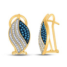 10kt Yellow Gold Womens Round Blue Diamond Fashion Earrings - Mesmerizing Elegance - Splendid Jewellery