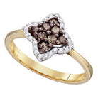 10kt Yellow Gold Womens Round Brown Diamond Cluster Ring 1/3 Cttw | Splendid Jewellery: "Mesmerizing Brown Diamond Cascade Ring" - Splendid Jewellery